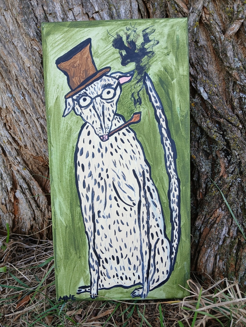 Dog In Top Hat Painting